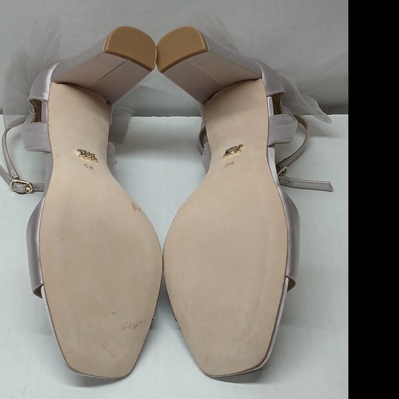 Badgley Mischka Women's Kim Lavender Satin BHLDN Block Heel Tulle Bow Shoes 8.5 - Picture 2 of 8